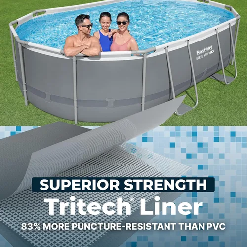 Vista 6 de Bestway 56655E Power Steel - Juego de piscina de 16 x 10 x 42 pulgadas, marco ovalado para exteriores sobre el suelo, con bomba de filtro