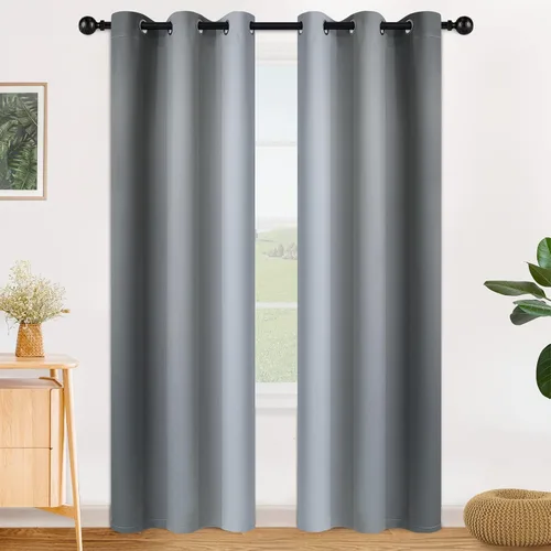 Vista 40 de SimpleHome Cortinas degradadas degradadas para oscurecer la habitación de 36 pulgadas de largo para dormitorio, con ojales y bloqueo de luz Negro