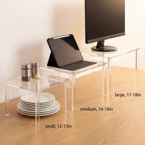 Vista 4 de RattanView 1 soporte de exhibición de acrílico rectangular de 12 pulgadas, soporte para plantas de acrílico de 4 patas, 0.236 in de grosor