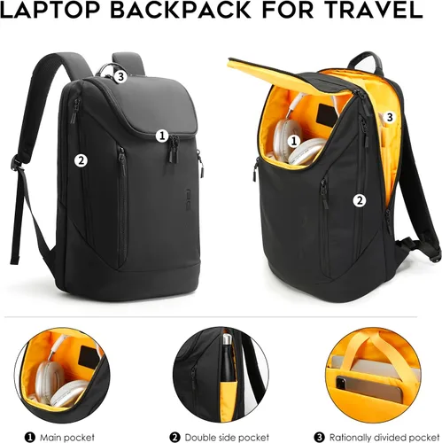 Vista 2 de Mochila de BANGE para desplazamiento que puede contener una laptop de 15.6 pulgadas, mochila de mano aprobada para vuelos para hombres y mujeres