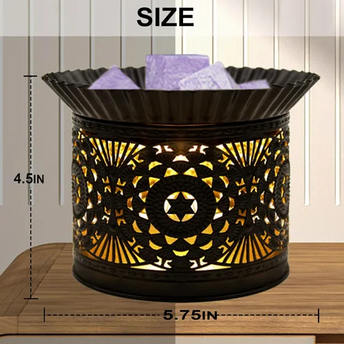 Vista 5 de CVHOMEDECO. Calentador eléctrico de cera derretida, calentador de metal con recortes, calentador de velas decorativo para velas perfumadas, cera