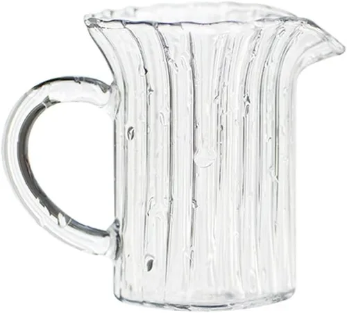 Vista 7 de CHOOLD Jarra de Crema de Cristal de Vidrio Creativo - Diseño de Rayas en Relieve, Jarra para Leche/Café/Servidor (4/5.5/9/12oz)