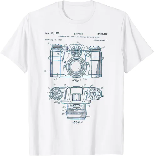 Vista 17 de Fotografía amante regalo cámara vintage esquema camiseta Negro