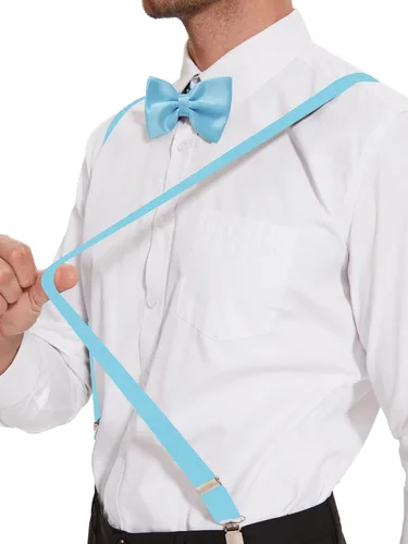 Vista 75 de habibee Color sólido para hombre en forma de Y con clips fuertes tirantes ajustables