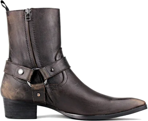 Vista 3 de Chelsea Combat tobillo casual caminar motocicleta botas bronce Zipper-up CD-JY017-USR