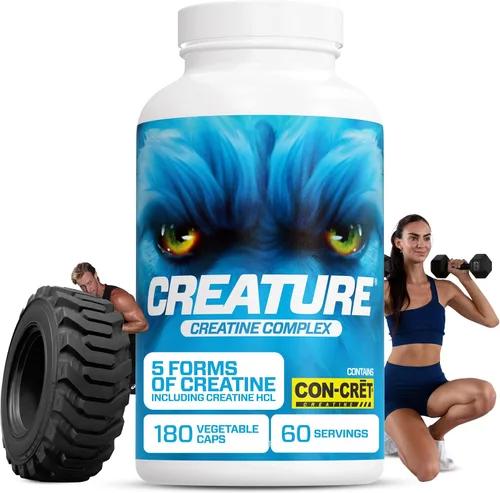 Vista 5 de CREATURE® Creatine Complex - Cápsulas de monohidrato de creatina con 5 tipos de creatina, incluyendo Con-Crēt® creatina HCL, promueve los músculos