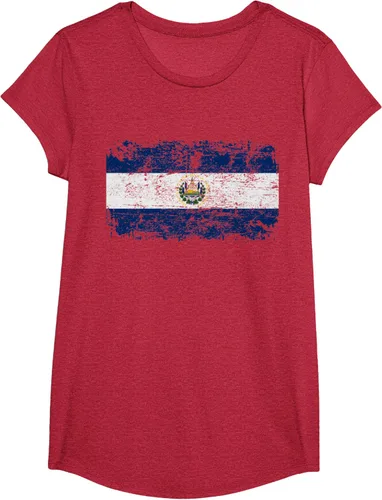 Vista 53 de EL SALVADOR Bandera Vintage Hombres Mujeres Niños Camiseta EL SALVADOR