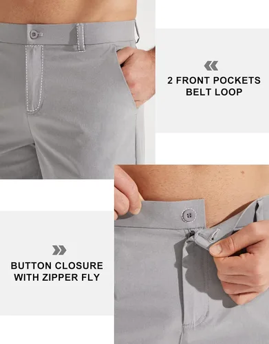 Vista 3 de Libin Pantalones de golf para hombre, elásticos, de 30 a 32 pulgadas, de secado rápido, ligeros, casuales, cómodos, con bolsillos