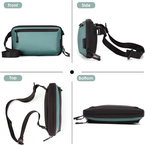 Vista 5 de Bolso cruzado pequeño para mujer, bolso de hombro vegano impermeable con tela acolchada de nailon de diamante, respaldo de poliéster 900D