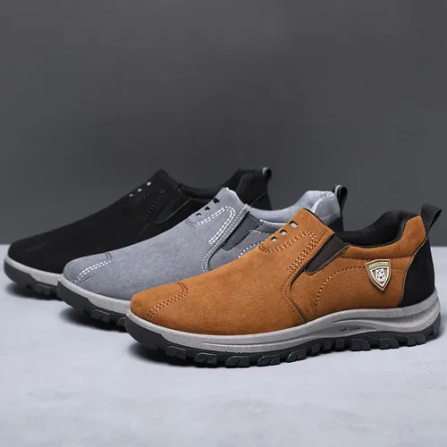 Vista 2 de APQAIKV Zapatos de senderismo para hombre, zapatos deportivos de gamuza de moda para exteriores, zapatos deportivos casuales de color puro, botas