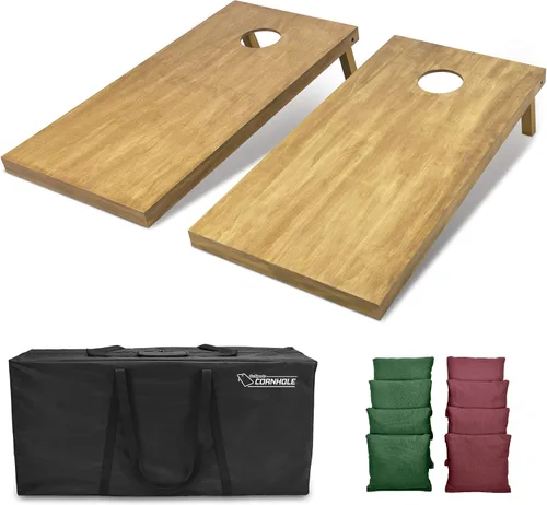 Vista 14 de GoSports 4 ft x 2 ft Regulation Size Wooden Cornhole Boards Set with Light Brown Finish - Includes Carrying Case and Bean Bags Negro- gris
