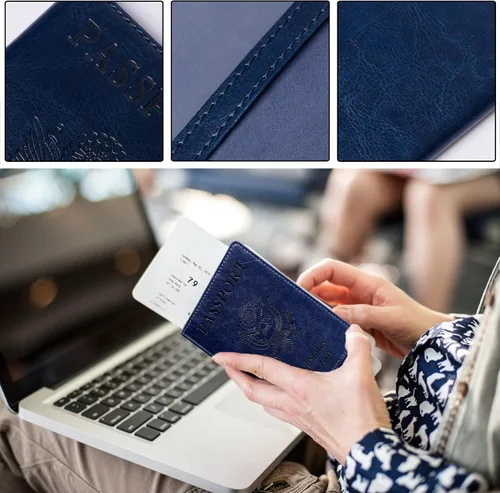Vista 5 de TIGARI Fundas para pasaporte para pasaporte, fundas para pasaporte y vacuna, tarjetas combinadas, estuche ultra delgado para pasaporte para mujeres