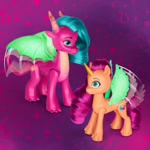 Vista 3 de My Little Pony: Tell Your Tale Dragon Light Reveal, 3 muñecas que brillan en la oscuridad, juguetes a escala de 3 pulgadas para niñas y niños a