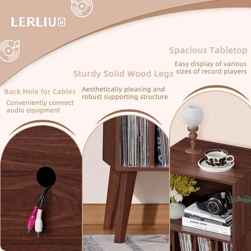 Vista 44 de Lerliuo - Soporte para tocadiscos, soporte para tocadiscos negro con capacidad para hasta 160 álbumes