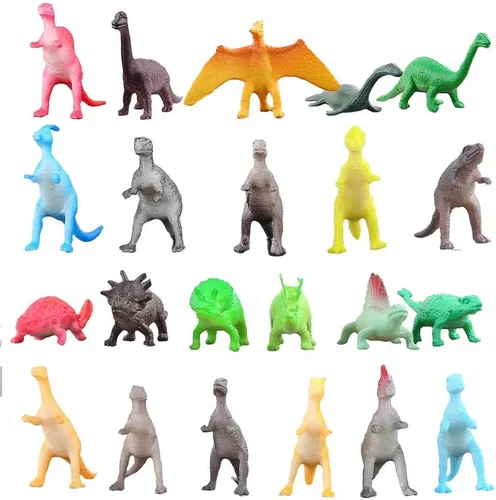 Vista 2 de Juego de 82 piezas de mini dinosaurios para fiesta de dinosaurios, suministros de cumpleaños, decoración de cupcakes, juguetes surtidos de figuras