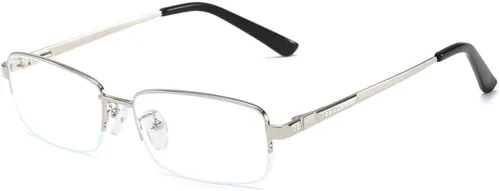 Vista 15 de Half Rimless Metal Eyewear Frames Blue Light Blocking Transparent Lens Business Glasses
