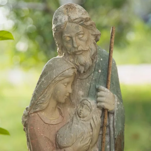 Vista 5 de Estatua de jardín de la Sagrada Familia, escultura católica grande al aire libre H31.5 pulgadas, gran Sagrado San José alto, Virgen María