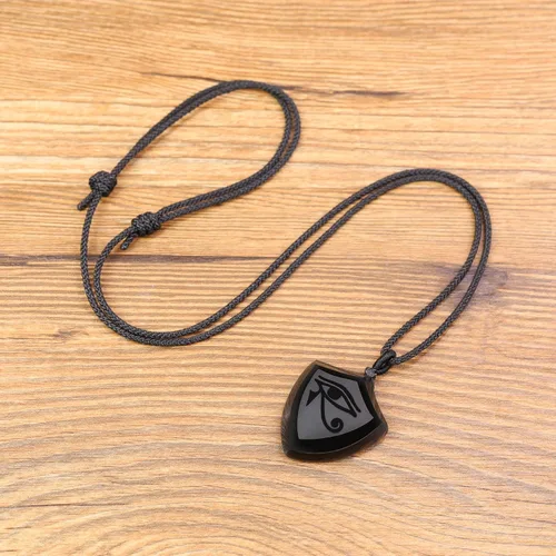 Vista 4 de COAI Collar de amuleto con colgante de obsidiana negra, Piedra, Obsidiana