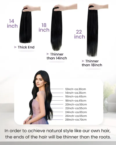 Vista 6 de LaaVoo Extensiones de cabello humano real con pinzas, extensiones de cabello humano negro azabache, extensiones de cabello liso y suave, 12