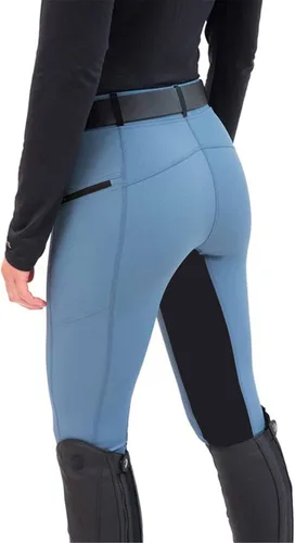 Vista 2 de FUAIOKT Pantalones de equitación para mujer mallas de ejercicio cintura alta deportes equitación gimnasio yoga pantalones ecuestres
