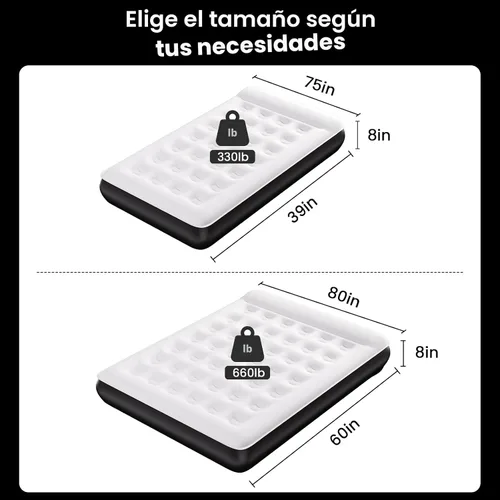 Vista 4 de COMMOUDS Colchón de aire Queen con bomba de aire recargable USB integrada, colchón inflable portátil, cama de aire para exteriores, viajes, hogar e