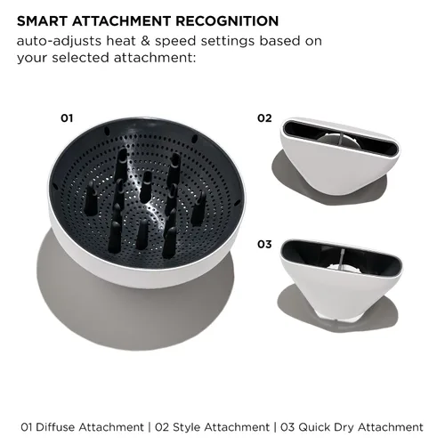 Vista 3 de T3 Aire IQ Kit de secador de pelo con concentrador de secado rápido, concentrador de estilo, difusor y soporte para secadora Golpes rápidos