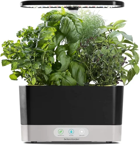 Vista 10 de Sistema hidropónico de jardín interior AeroGarden Harvest con luz de cultivo LED y kit de hierbas, con capacidad para hasta 6 cápsulas, color blanco