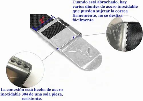Vista 3 de Hebilla de cinturón de peso de acero inoxidable de 2 pulgadas, hebilla de cinturón de buceo con 3 ranuras, hebilla de cinturón de peso para Hebilla