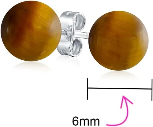 Vista 4 de Aretes clásicos simples de 0.236 in con diseño circular de bolas redondas para mujeres y adolescentes, plata esterlina 925 con una variedad