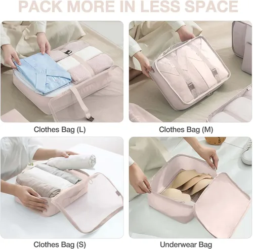 Vista 4 de Cubos de embalaje para maletas, cubos de embalaje con bolsa de zapatos, bolsa de cosméticos, bolsa de ropa, bolsas de accesorios, cubos de embalaje