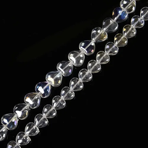 Vista 4 de JM Design Claro AB cristal forma de corazón granos tamaño 0.315 in 15.5 '' hebra para la fabricación de joyas