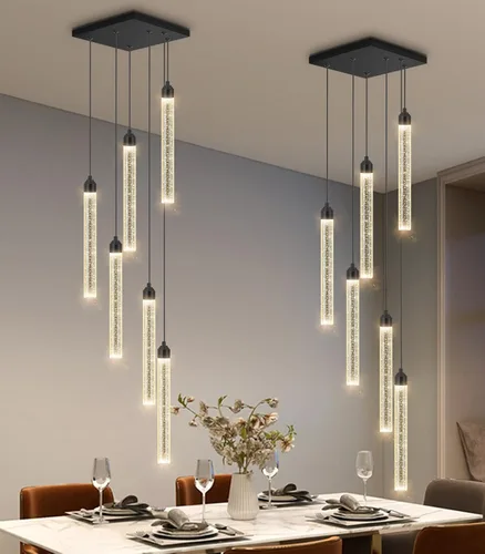 Vista 22 de Candelabros de cristal modernos de 1 luz LED regulable Iluminación colgante para isla de cocina, comedor, pasillo