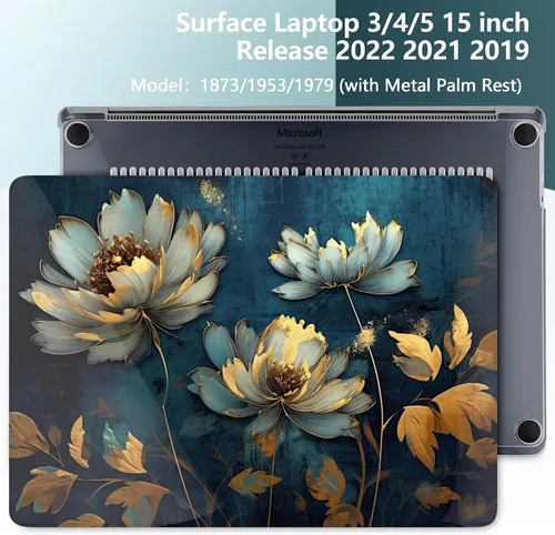 Vista 2 de Batianda Funda de alta calidad para laptop Microsoft Surface de 15 pulgadas 5 4 3 con reposamanos de metal, carcasa rígida de plástico transparente