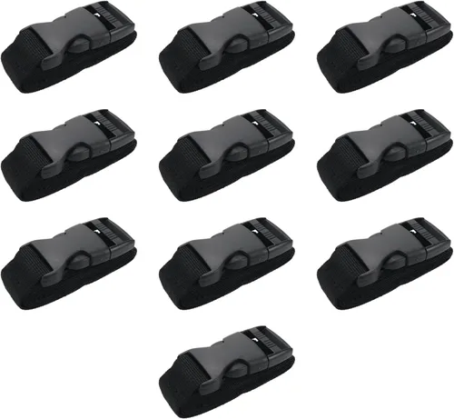 Vista 13 de 5 piezas de correas de amarre negras de nylon de 1" x 39.37" (3.28 pies) Correas ajustables con hebillas de bloqueo de leva de alta resistencia Negro