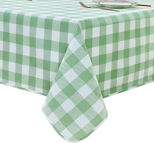 Vista 16 de Mantel rectangular de 70.9 x 55 pulgadas, mantel de cuadros impermeable y reversible, funda de mesa de picnic de mezcla de algodón lavable