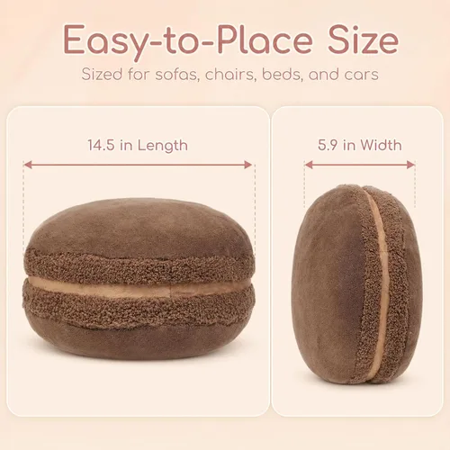 Vista 2 de Almohada decorativa redonda de plush con forma de macarrón ChezMax, de 14.5 pulgadas