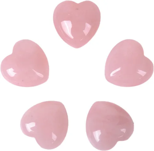 Vista 10 de Juego de piedras de amor de corazón de cuarzo rosa de cristal curativo natural, piedras preciosas pulidas para el pulgar de la palma de bolsillo