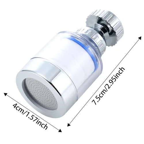 Vista 2 de Grifo de agua con filtro de fregadero, filtro de agua transparente giratorio de 360 grados que elimina el cloro, el flúor, los metales pesados