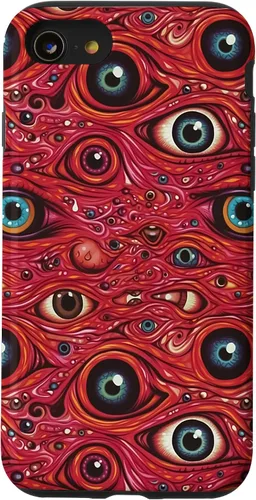 Vista 17 de iPhone 13 Weirdcore Dreamcore Horror Trippy psicodélico Estuche de globos oculares