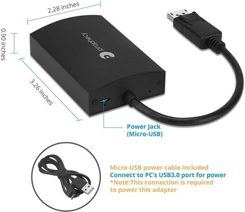 Vista 8 de gofanco Prophecy 1x2 DisplayPort 1.2 a 2 puertos HDMI Multi Monitor Adapter DisplayPort to dual HDMI MST hub with extended desktop mode, up to