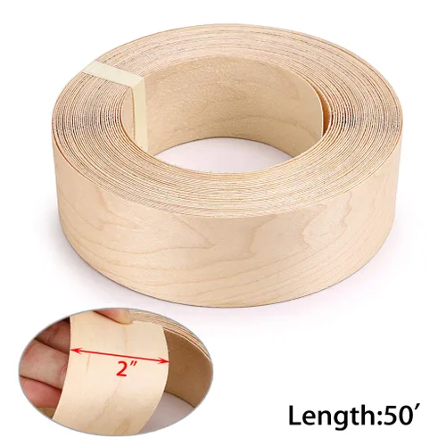 Vista 5 de Skelang Rollo de Banda de Borde de Chapa de Madera de Arce de 2" x 50' Preencolada para Planchar con Adhesivo Termofusible Cinta de Madera Flexible