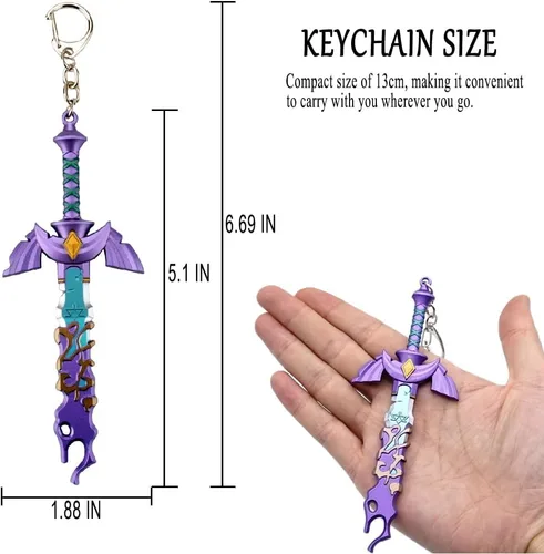 Vista 3 de MEETCUTE Decayed MasterSword - Llavero de espada genial para hombres y mujeres Legend of Zeld the Tears Kingdom MasterSword - Llavero para cosplay