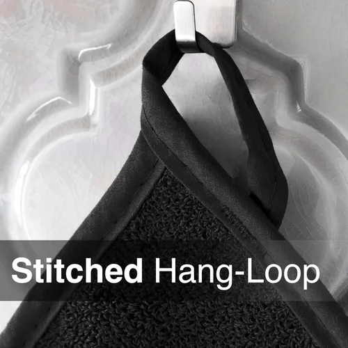 Vista 6 de RITZ Agarradera de olla y salvamanteles de rizo: Resistente al calor sin igual, duradera 100% algodón – Diseñado ergonómicamente para un agarre Negro