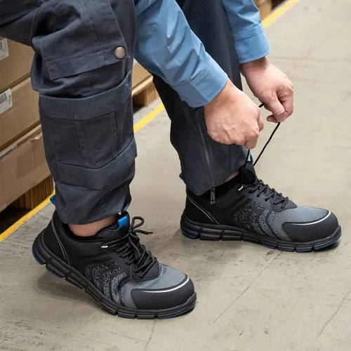 Vista 5 de SPIEZ Zapatos de trabajo para hombres, zapatos de seguridad con punta compuesta, antideslizantes, a prueba de pinchazos, ligeros, transpirables