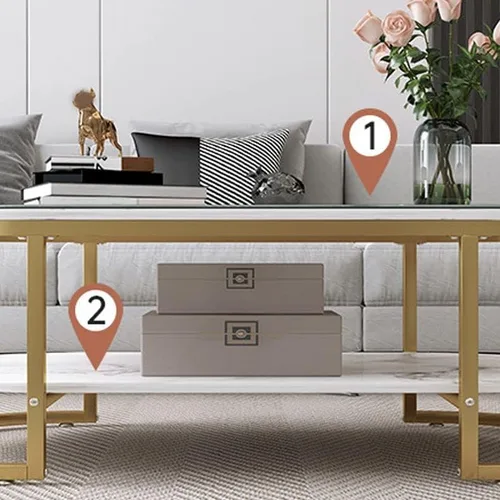 Vista 6 de Mesa auxiliar, moderna y ovalada, mesa de centro minimalista de madera para sala de estar, almacenamiento gris oscuro incluido, 39.5 pulgadas