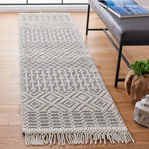 Vista 7 de SAFAVIEH Natura Collection - Alfombra decorativa de 2 x 3 pies, color marfil, con flecos de lana marroquí bohemia, hecha a mano, ideal para zonas