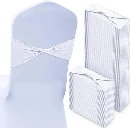 Vista 24 de CHENGU 100 bandas de elastano para silla, con lazo liso, para bodas, sin hebilla, decoraciones de cumpleaños, lazos elásticos, bandas deslizantes