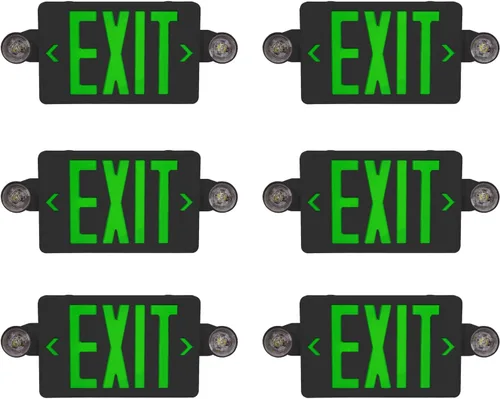 Vista 16 de CM MZY - Señal de salida LED verde con luces de emergencia, carcasa negra Negro Verde