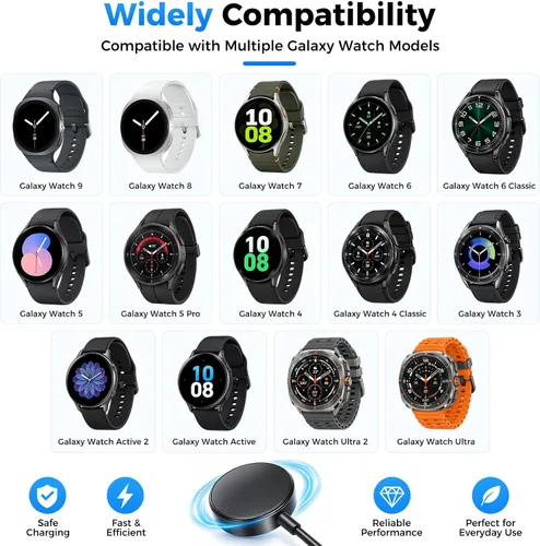 Vista 2 de Cable de carga rápida de 5 W para Samsung Galaxy Watch 9/8/7/6/5/4/3/Active