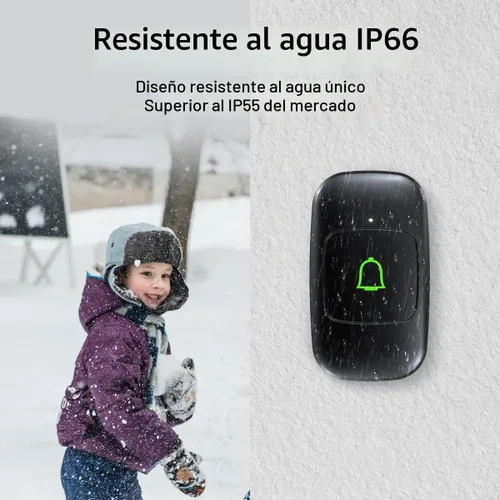 Vista 4 de Timbre de puerta inalámbrico IP66, timbre de puerta inalámbrico impermeable de 1000 pies, 32 campanas de 115 dB, 7 niveles Vol, modo de silencio